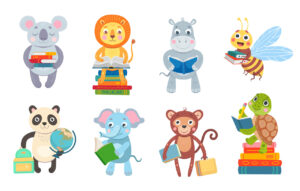 Imagem com 8 animais na literatura infantil.